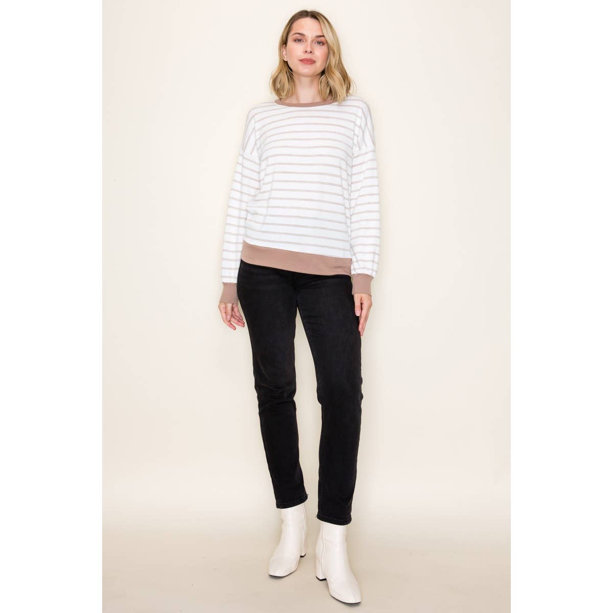 STRIPED PULLOVER KNIT TOP