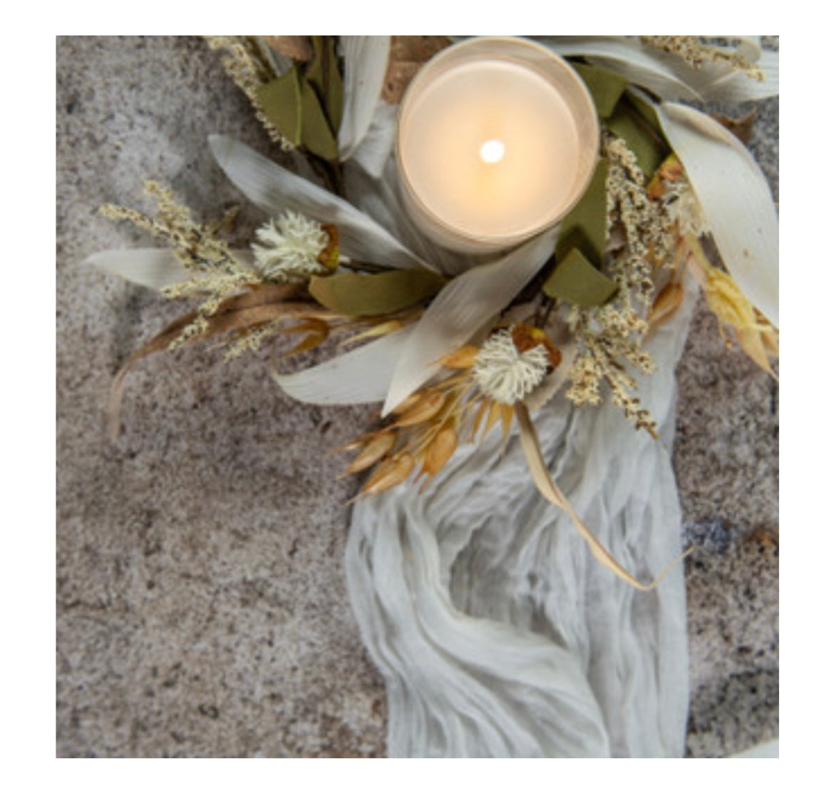 12" Cream Heather & Wheat Candle Ring