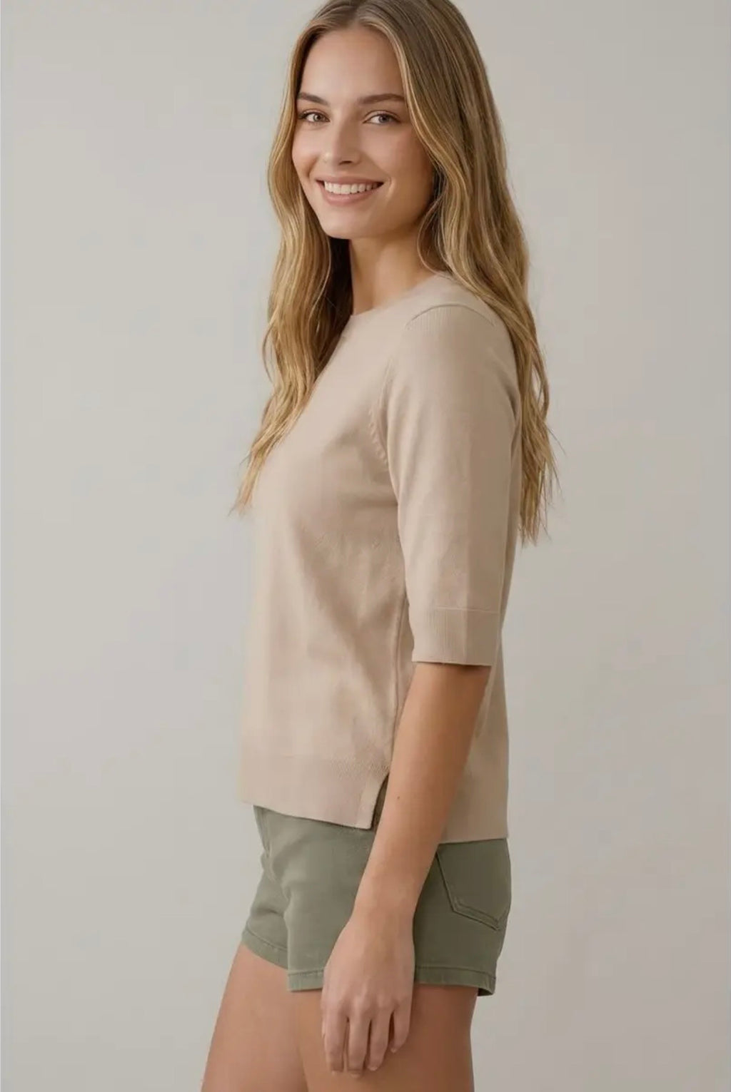 Elbow Sleeve Knit Top