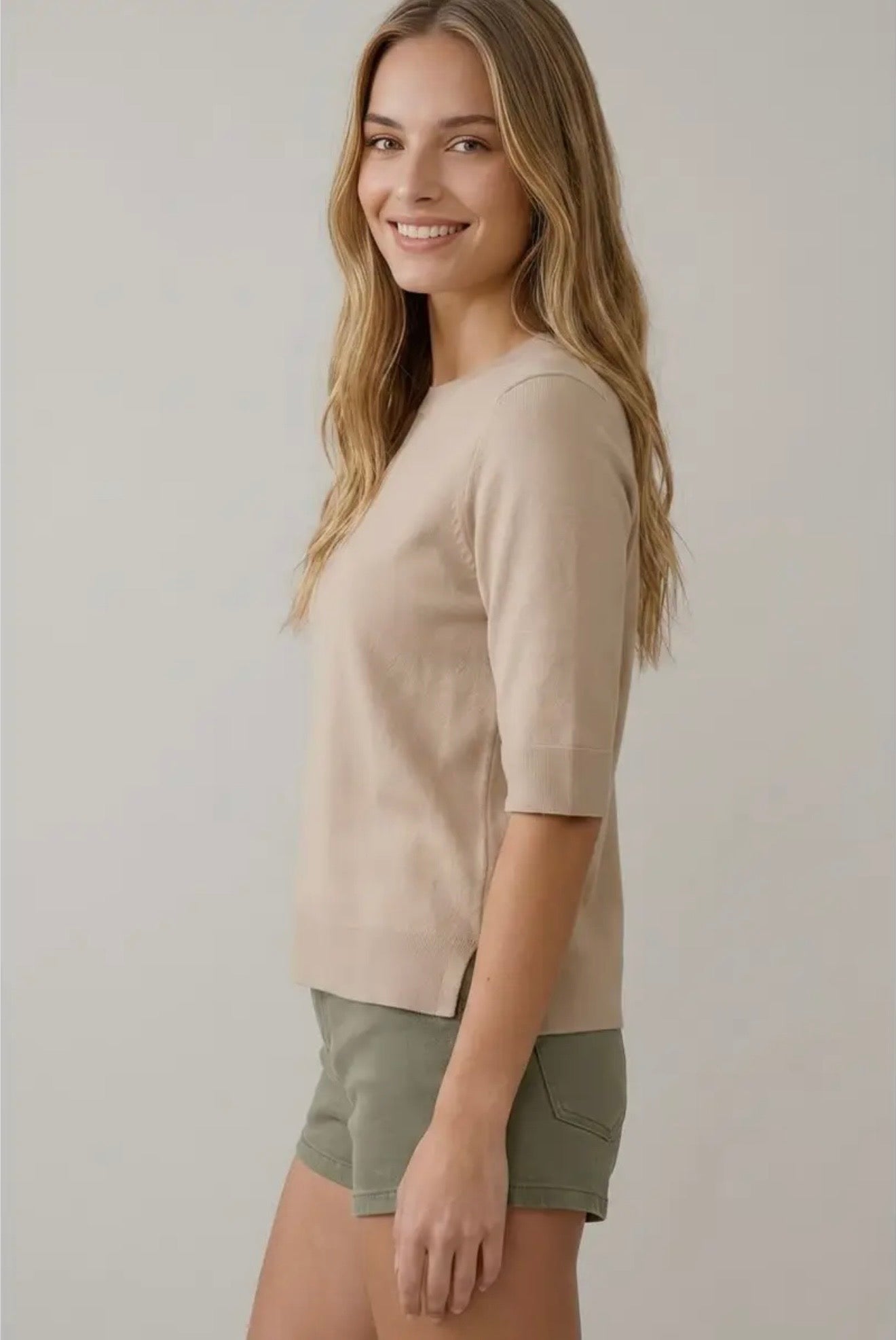 Elbow Sleeve Knit Top
