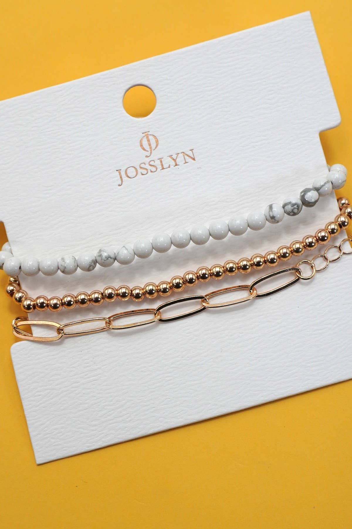 MULTI LAYER NATURAL STONE BALL CHAIN LINK BRACELET