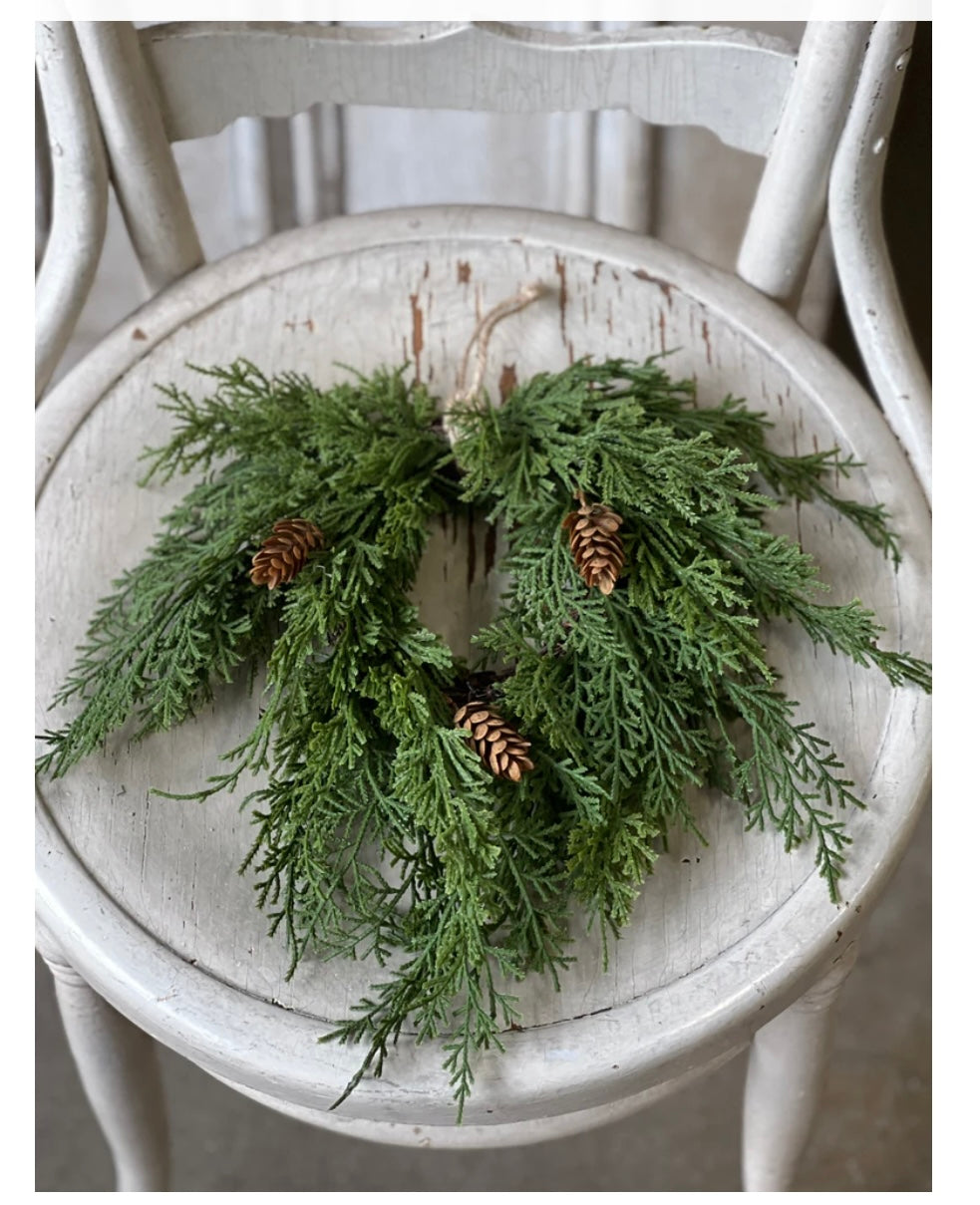 14" Mini Hanging Cedar Wreath