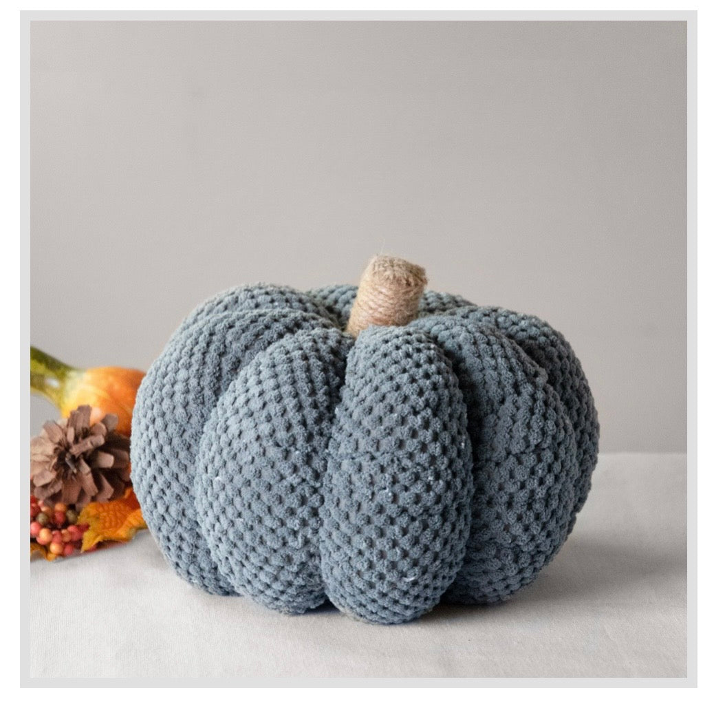 9" Grey Velvet Pumpkin