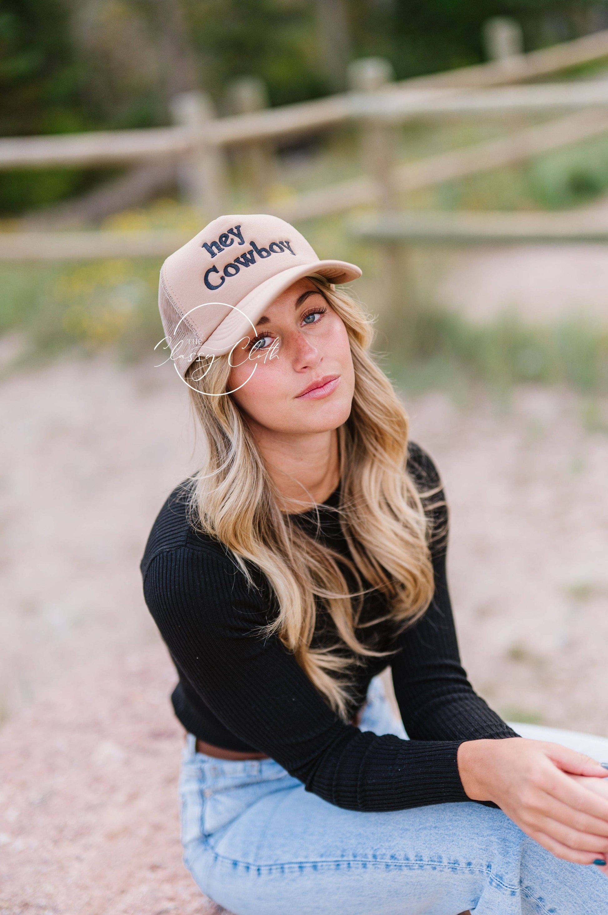 Embroidered Trucker Hat - Hey Cowboy