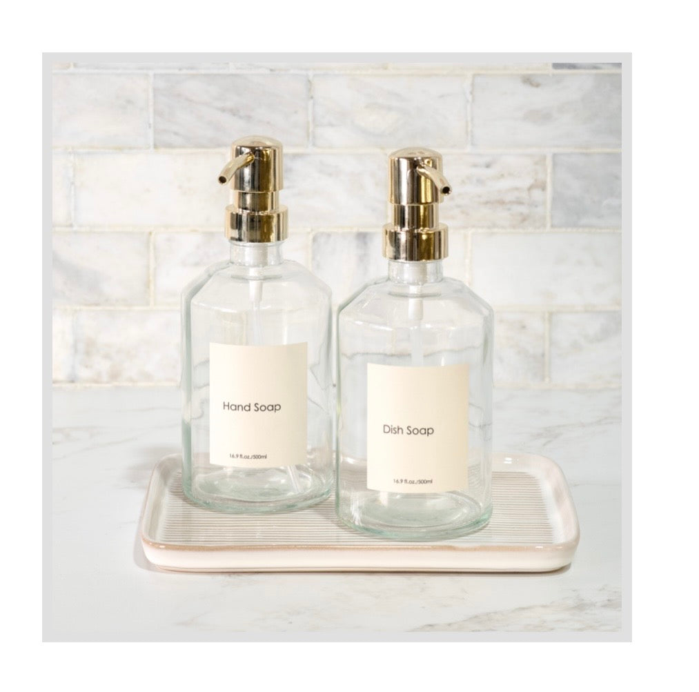 Clear Hand/Dish Soap Dispenser Set