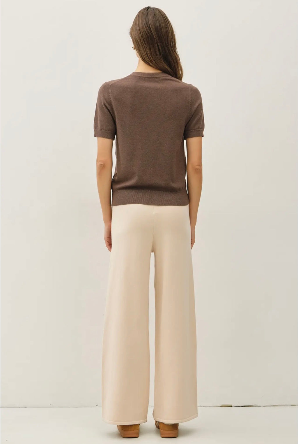 Ultra Comfy Ribbed Knit Wide Leg Pull On Pant