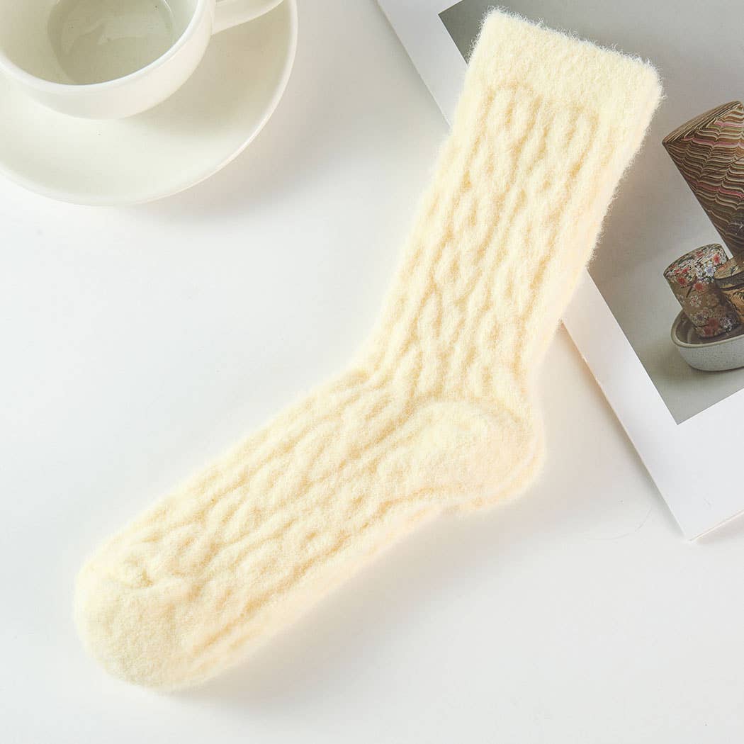 Cable Knit Fuzzy Winter Socks
