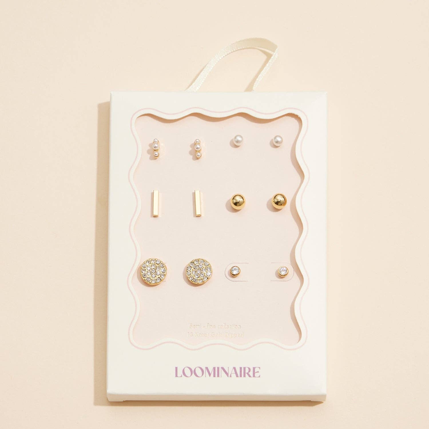 18K Gold-Dipped Studs with Pearls and Crystals