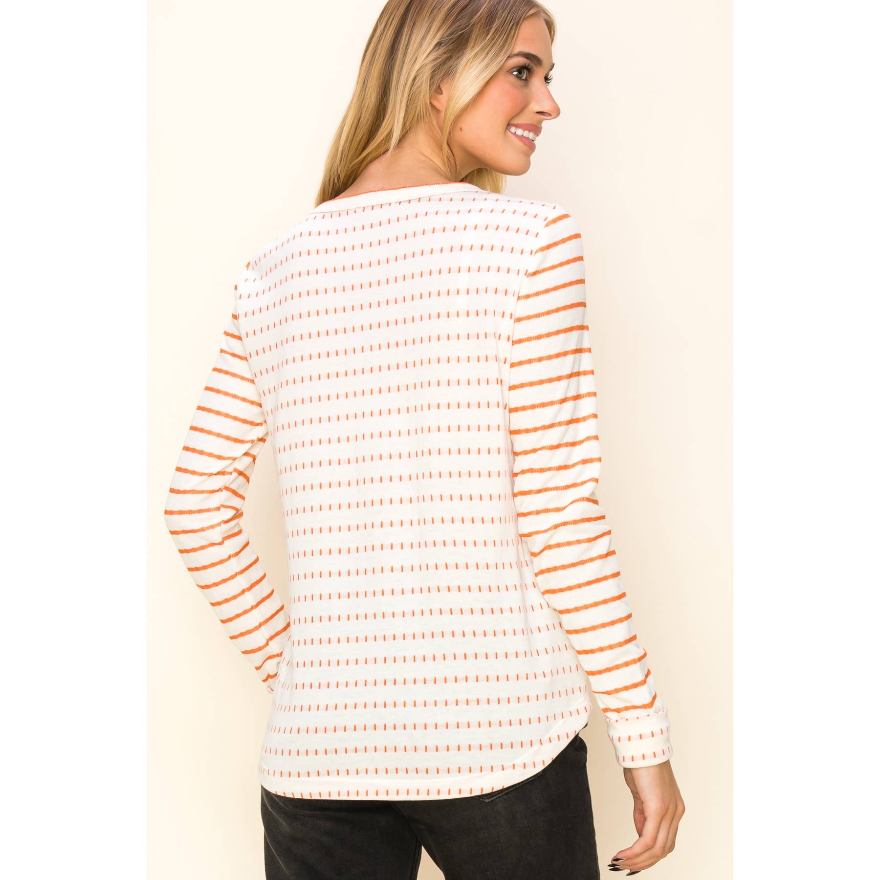 DOUBLE STRIEPD POLY FRENCH TERRRY TOP