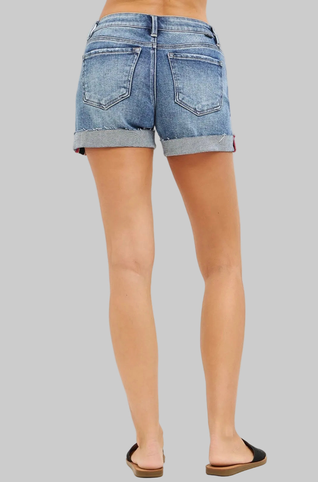 Risen Mid Rise Cuffed Denim Shorts