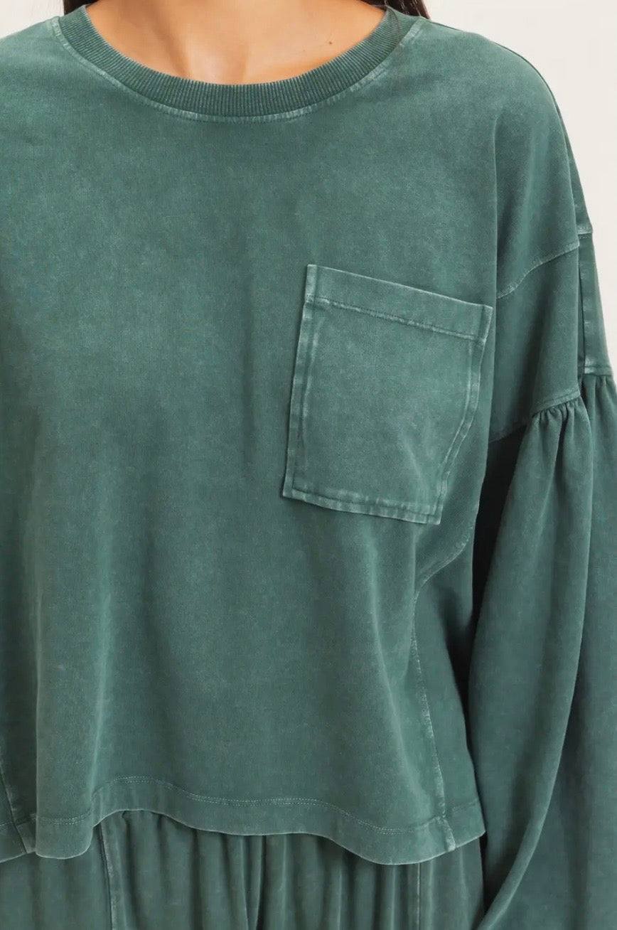Mineral Wash Puff Sleeve Top