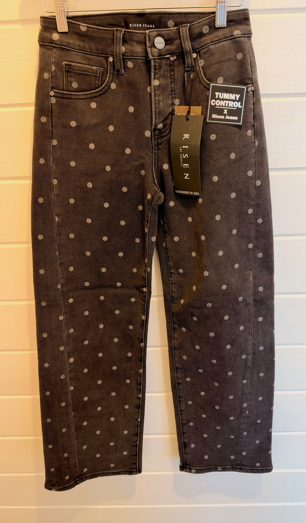 Risen Grey Polka Dot Wide Leg Jeans