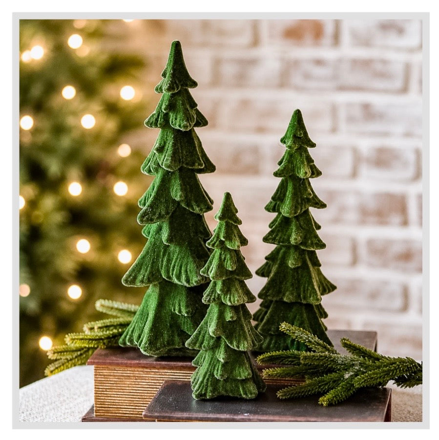 Green Flocked Resin Trees