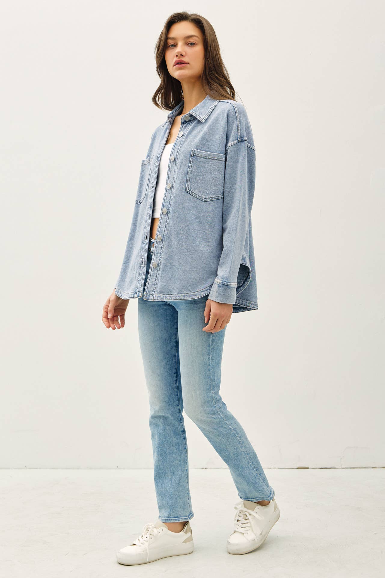 Stretch Denim Shirt Jacket