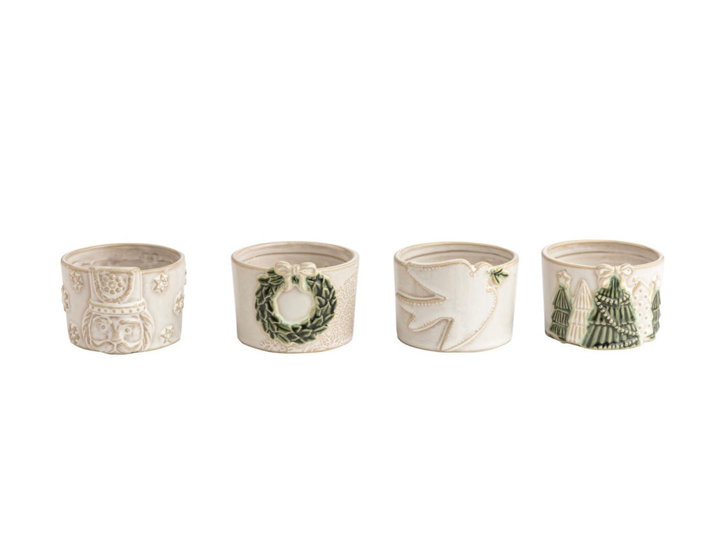 White Christmas Tidbit Dishes