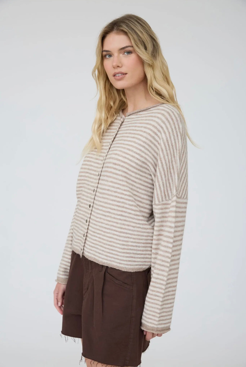 Stripe Raw Edge Cardigan