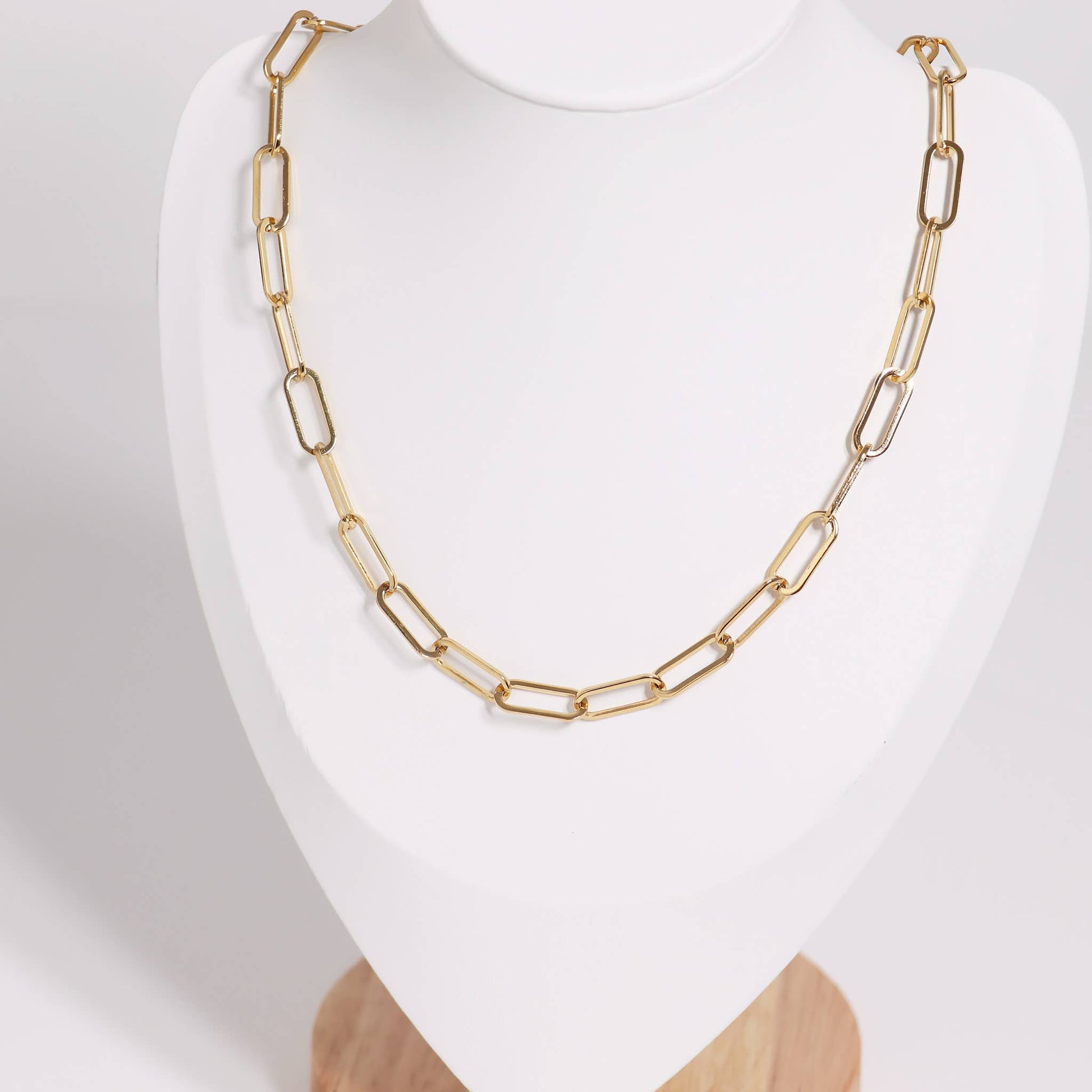 18K Gold Paperclip Chain Necklace: 20+02" / 4mm