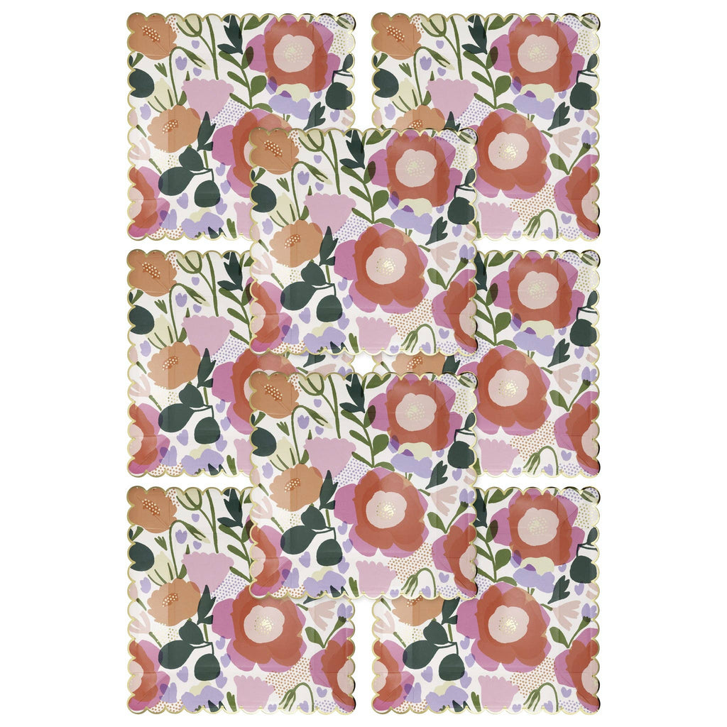9" Floral Scalloped Paper Plate