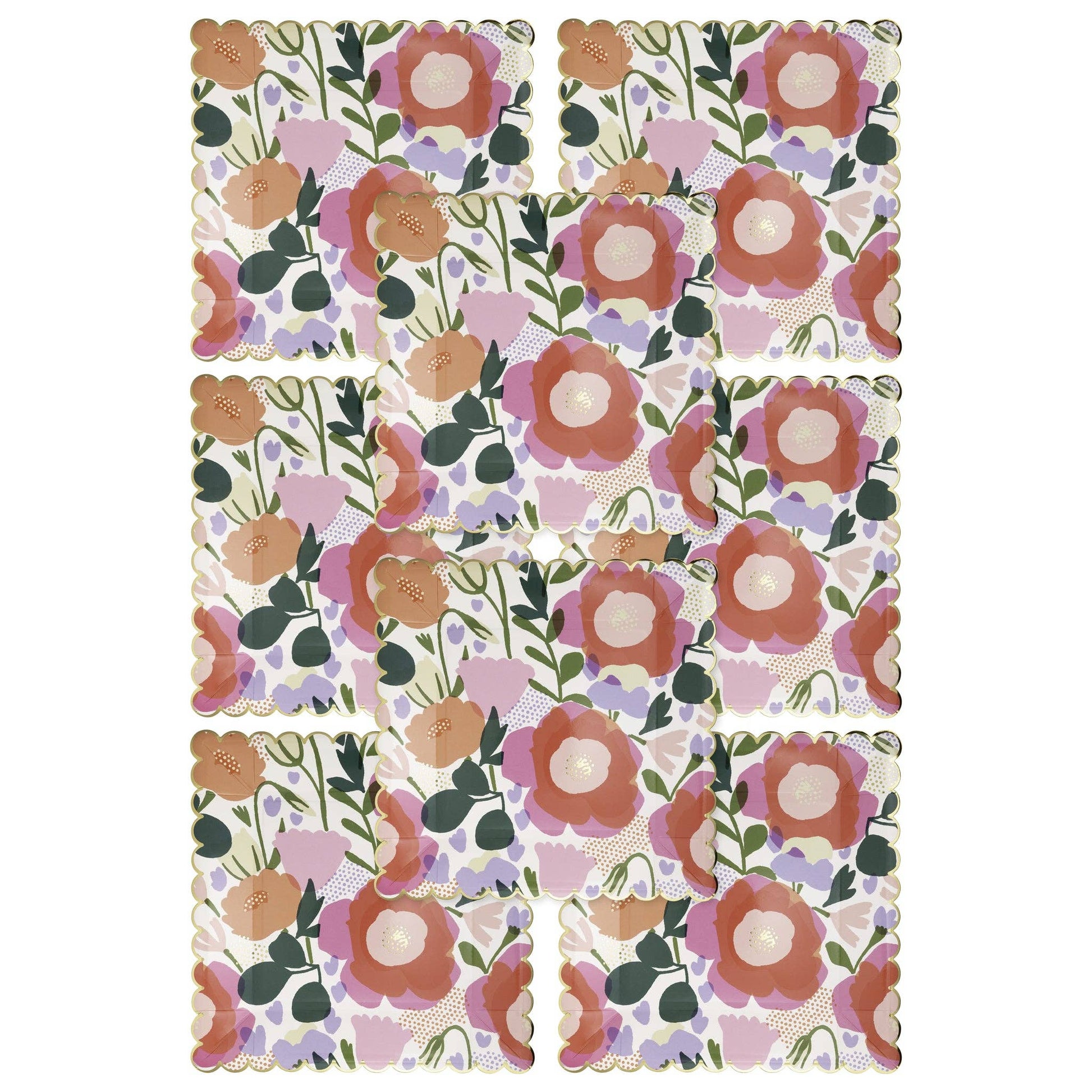 9" Floral Scalloped Paper Plate