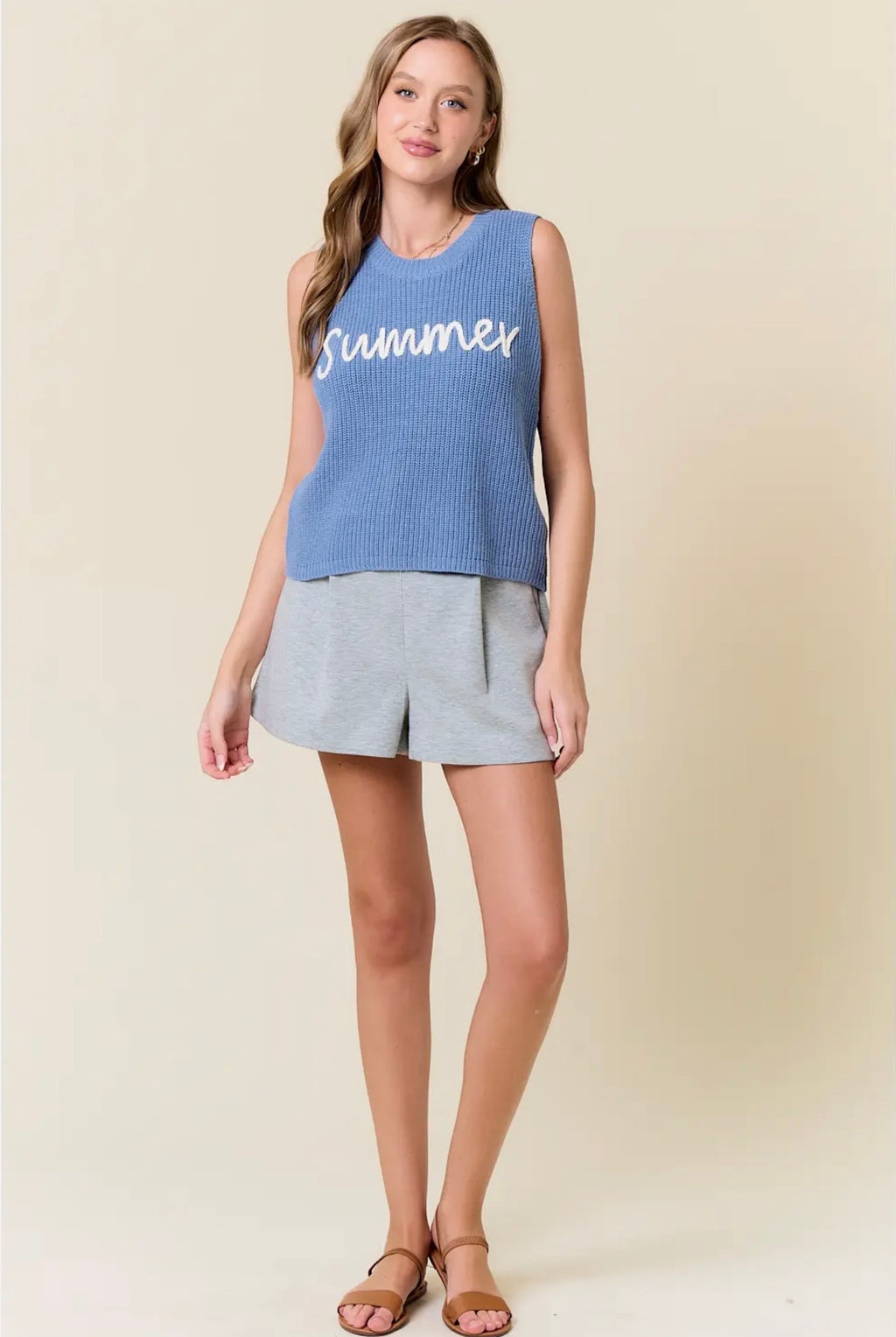 ROUND NECK SUMMER SWEATER TANK TOP