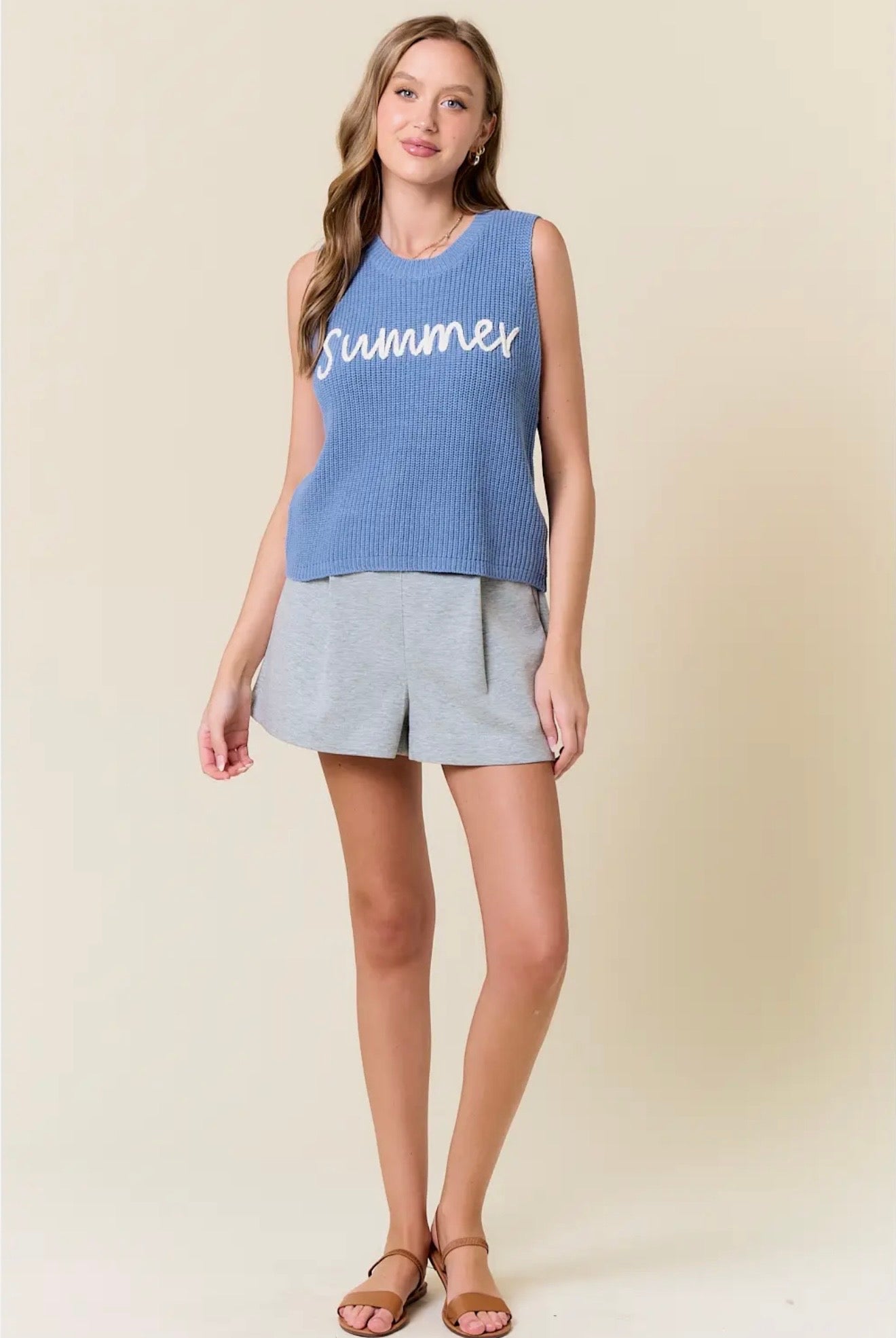 ROUND NECK SUMMER SWEATER TANK TOP