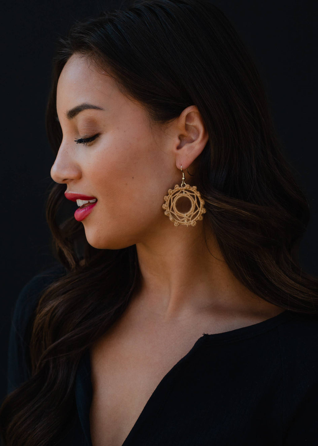 Tan Crochet Hoops
