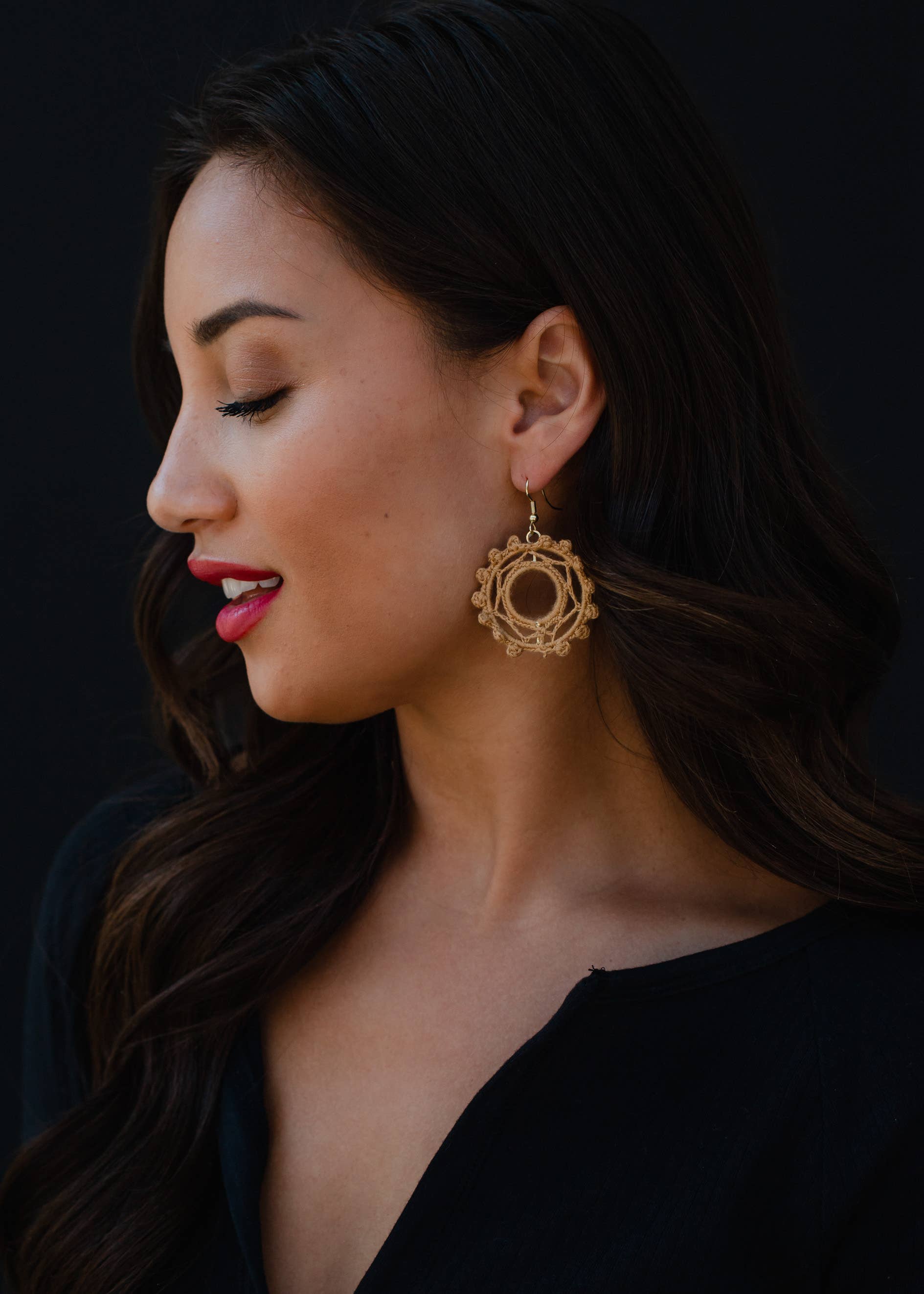 Tan Crochet Hoops