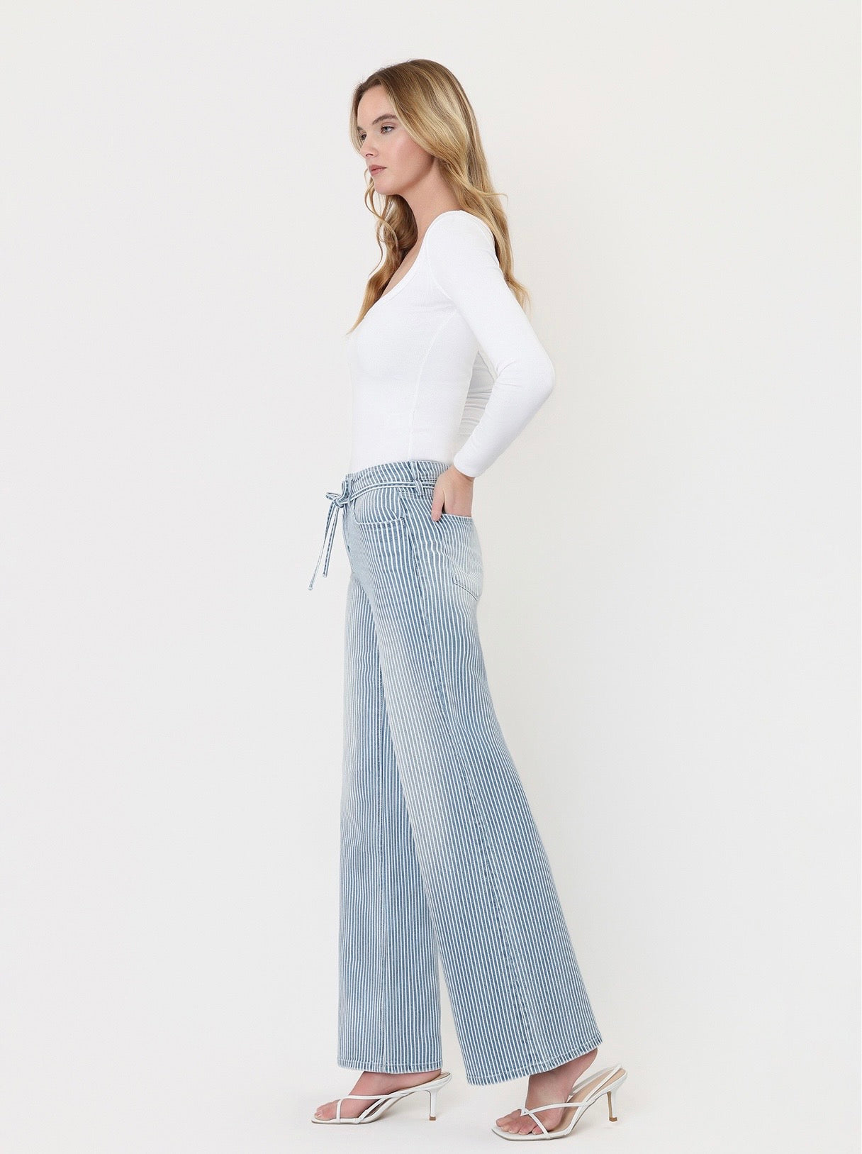 Vervet Stripe Drawstring Waistband Jeans