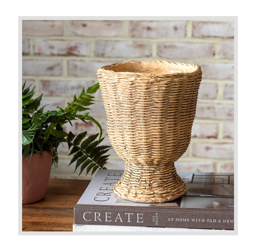 8.3" Natural Cement Weave Planter