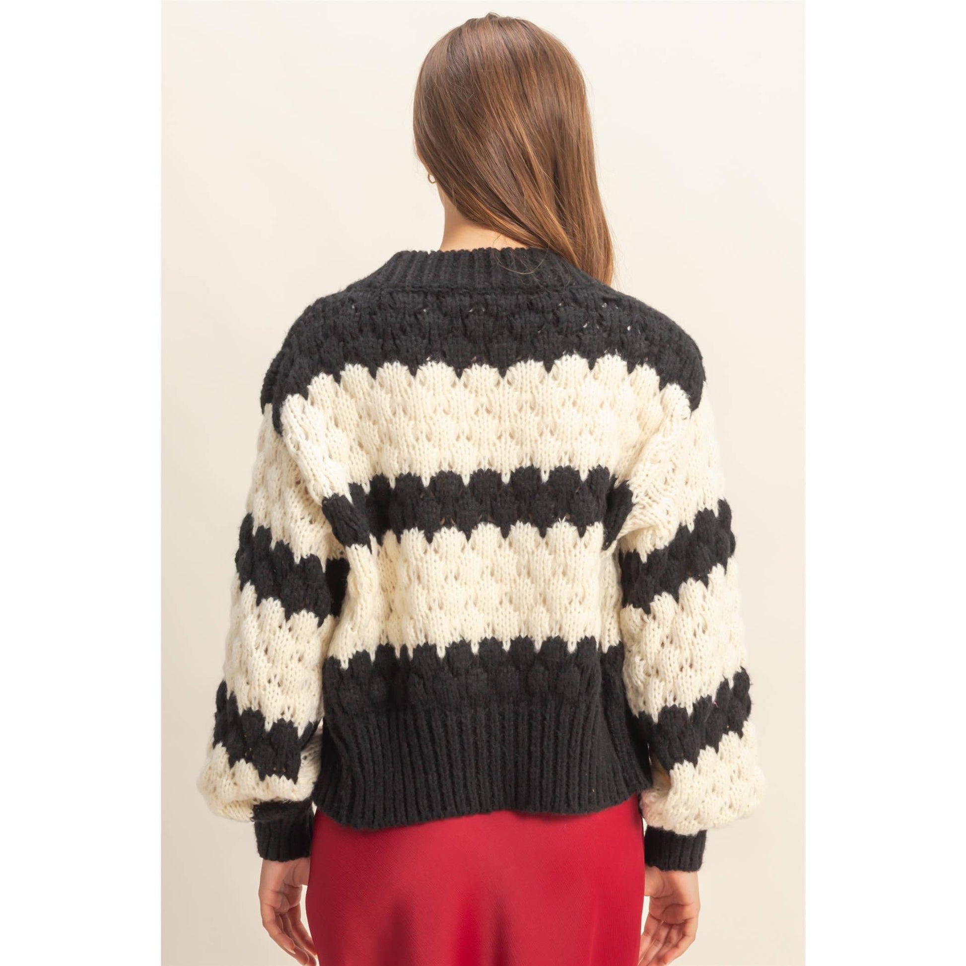 Oversized Scallop Pattern Knit Cardigan