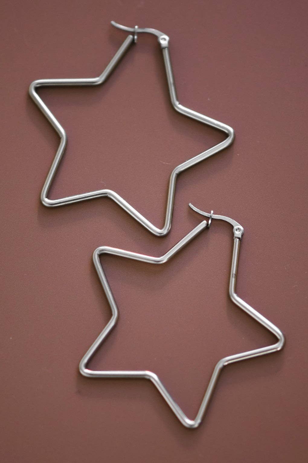 Tarnish-Resistant Waterproof Stainless Steel Star Hoop Earrings