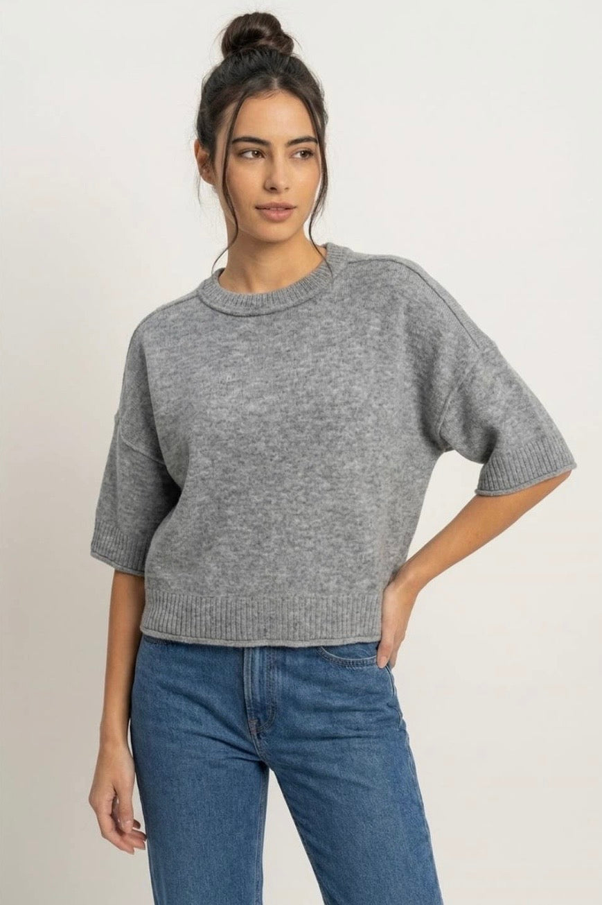 Seam Detail Short Sleeve Sweater