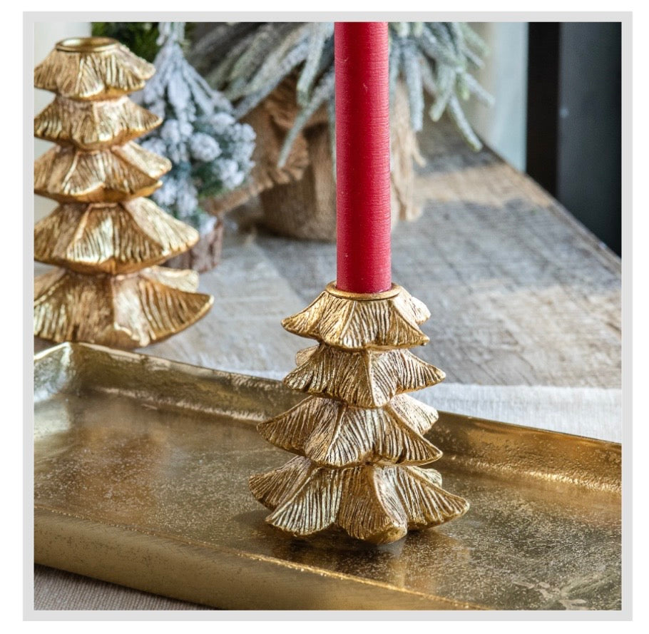 Gold Tree Taper Candle Holders