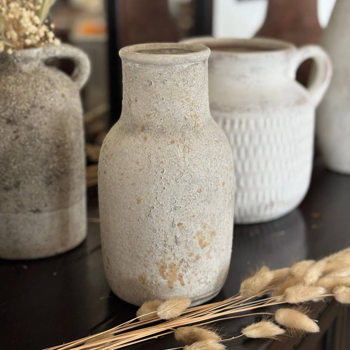 8.5" Medium Rustic Cream Vase
