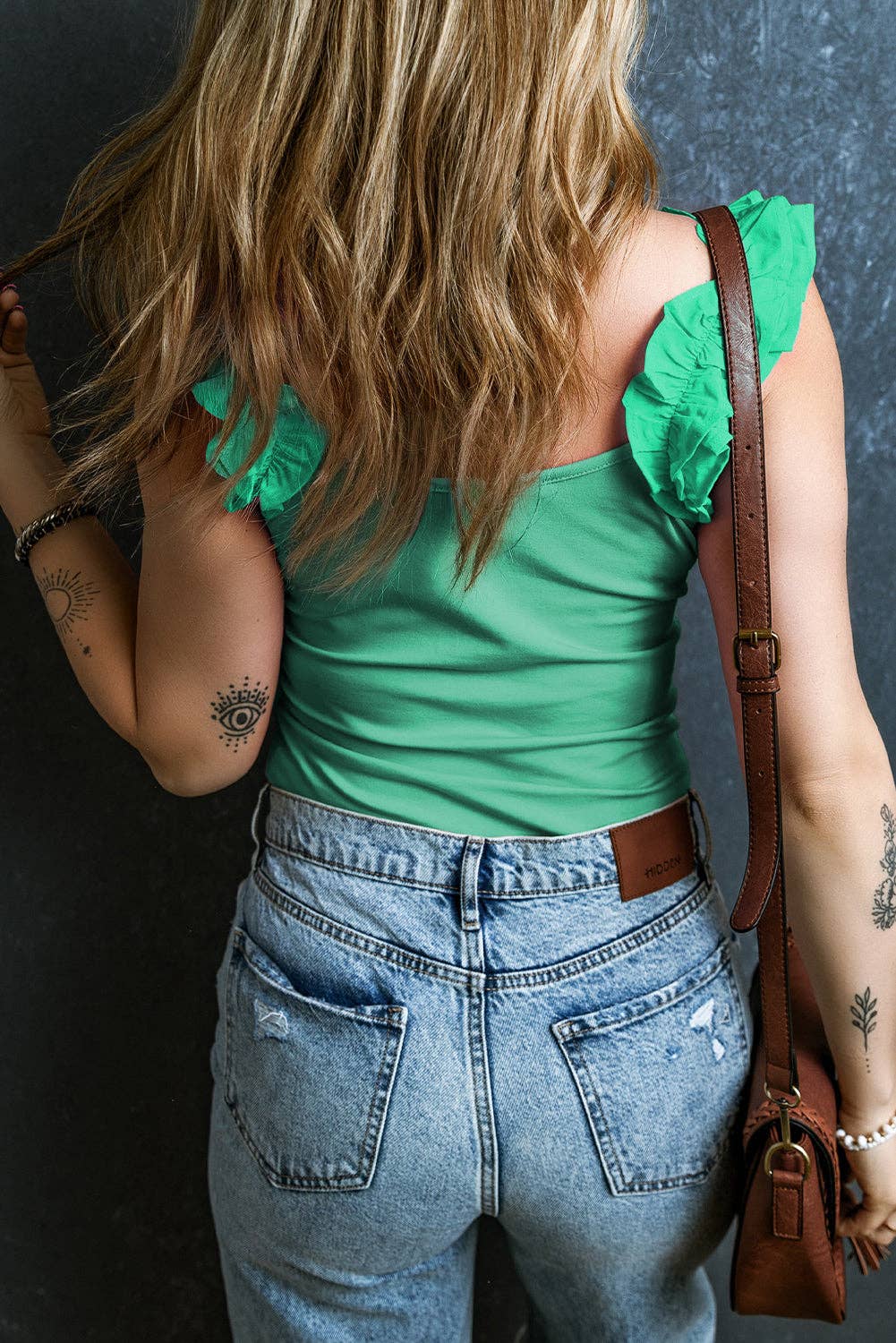 Ruffled Wide Strap Tank Top