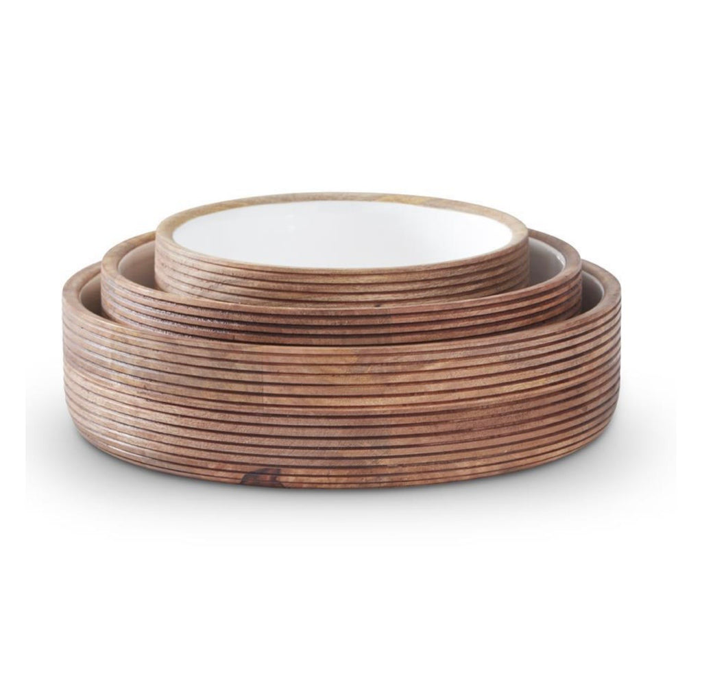 Ribbed Mango Wood Bowls