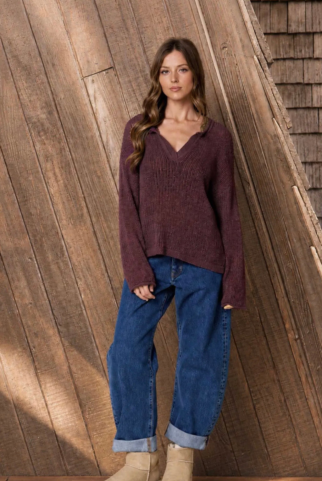 Long Sleeve Open Knit Sweater