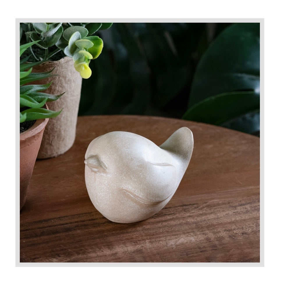 Tan and White Wash Decorative Bird