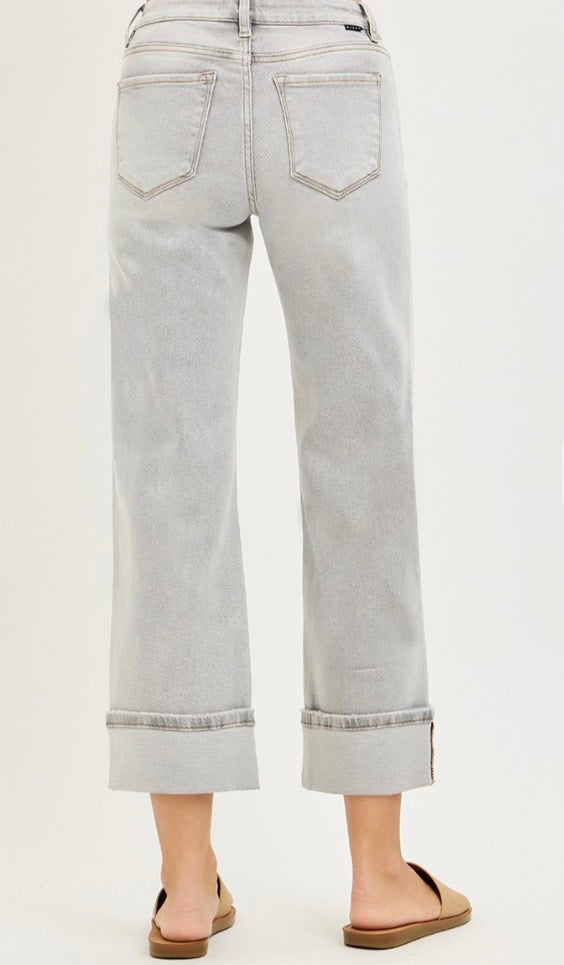 Risen Light Grey Straight Cuff Jean
