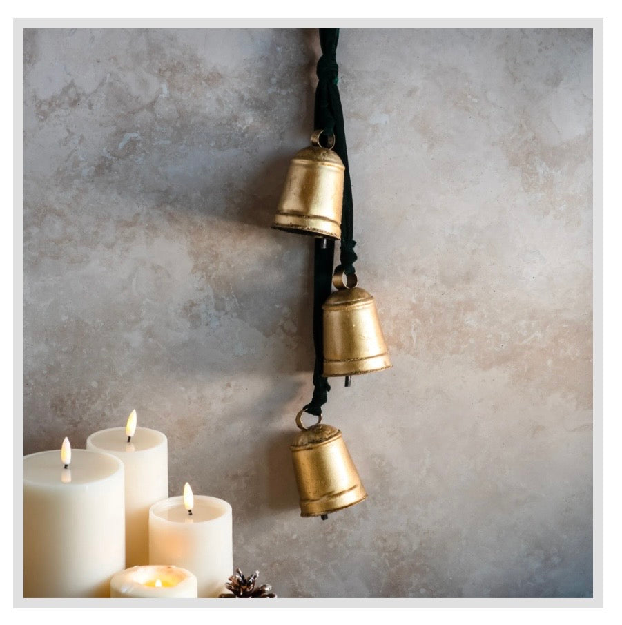 3 Bell Hanger on Green Velvet