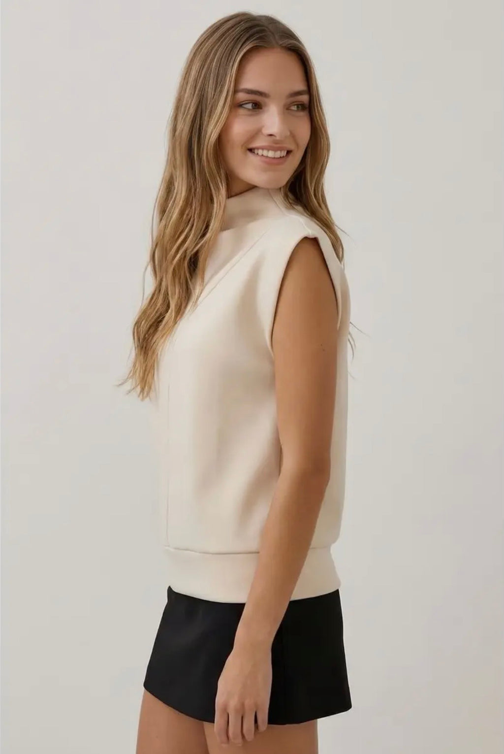 Butter Soft Brushed Modal Mock Neck Sleeveless Top