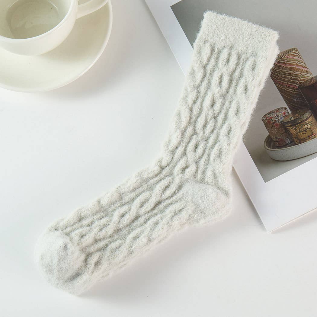 Cable Knit Fuzzy Winter Socks