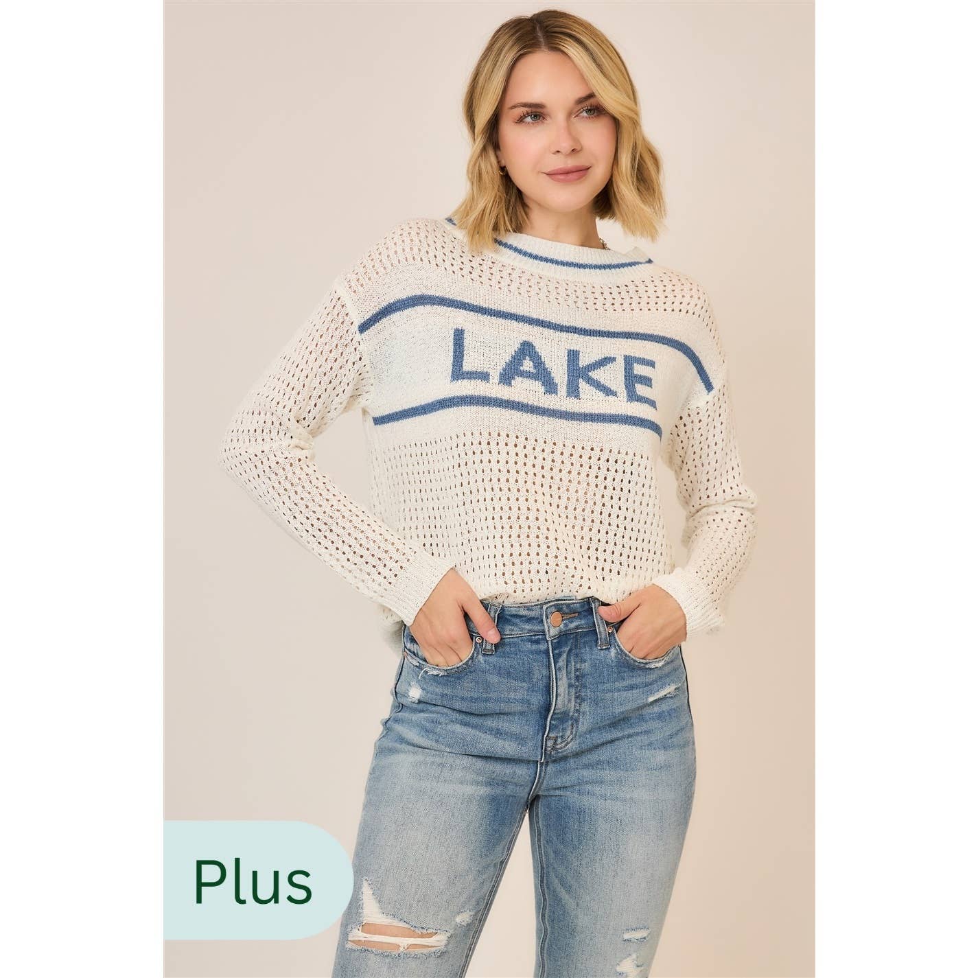 Curvy Open Light Knit LAKE Pullover Sweater