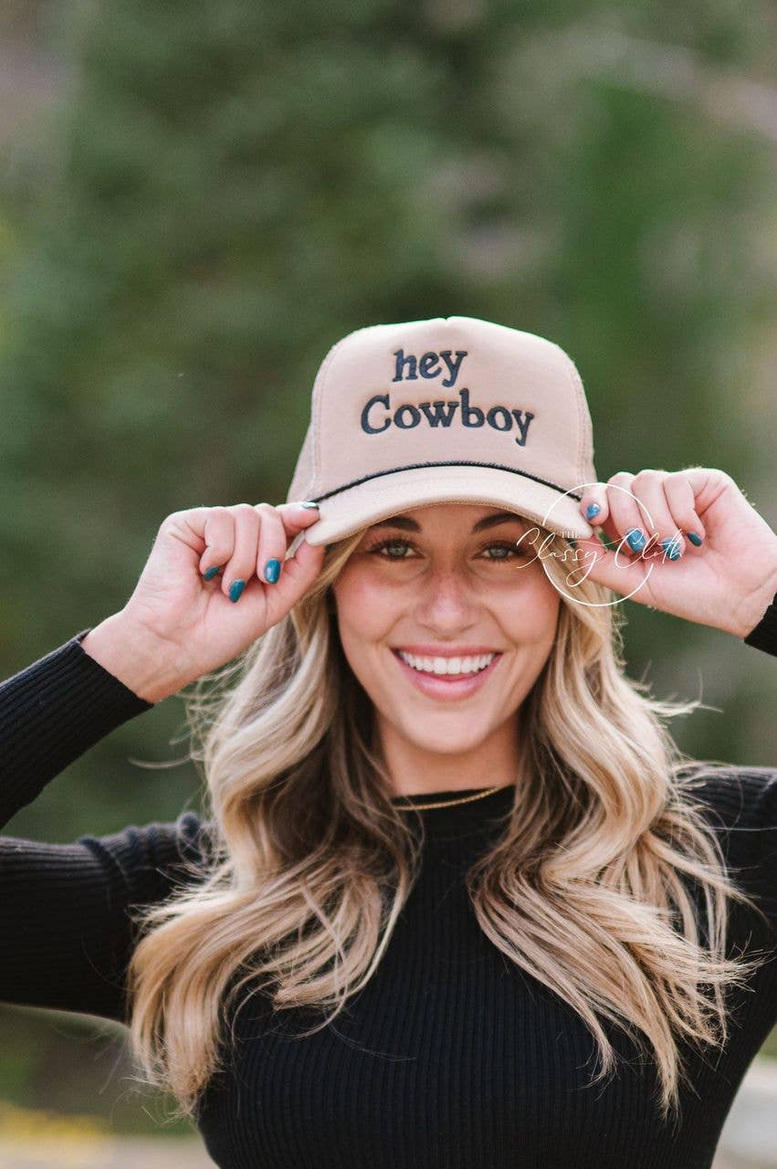 Embroidered Trucker Hat - Hey Cowboy