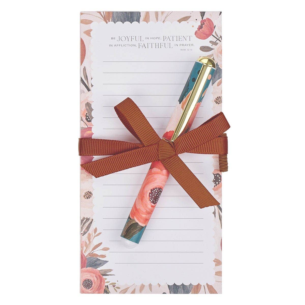 Magnetic Shopping List w/pen Joyful Patient Faithful Rom12:12