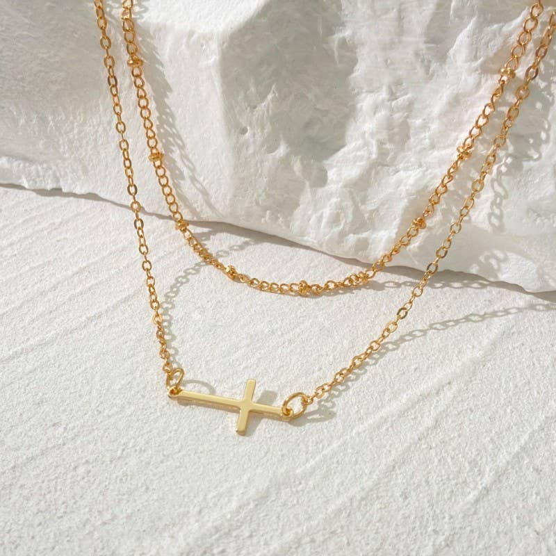 18K STAINLESS STEEL TARNISH FREE CROSS NECKLACE