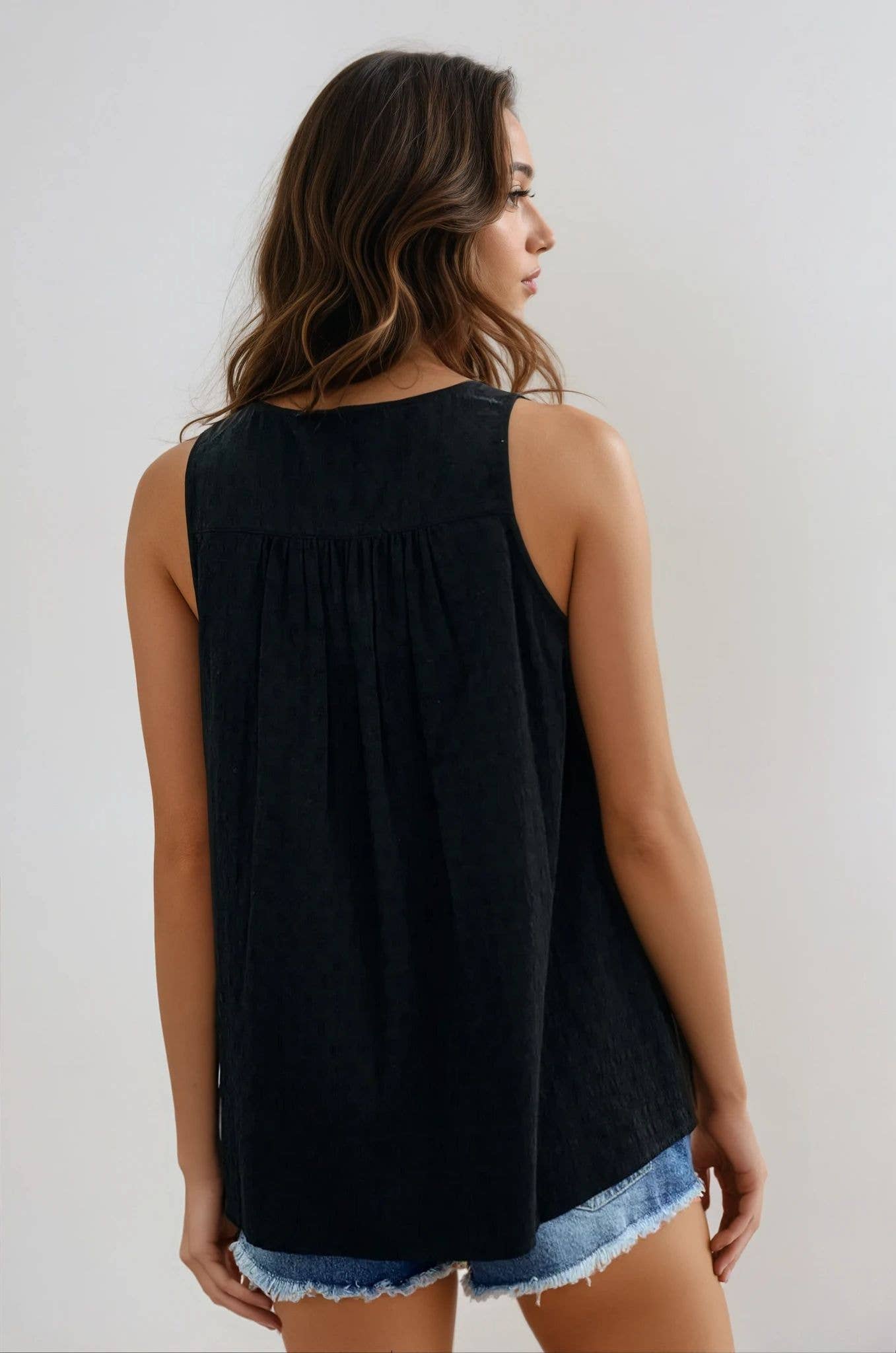 Braid Trimmed V-neck Top