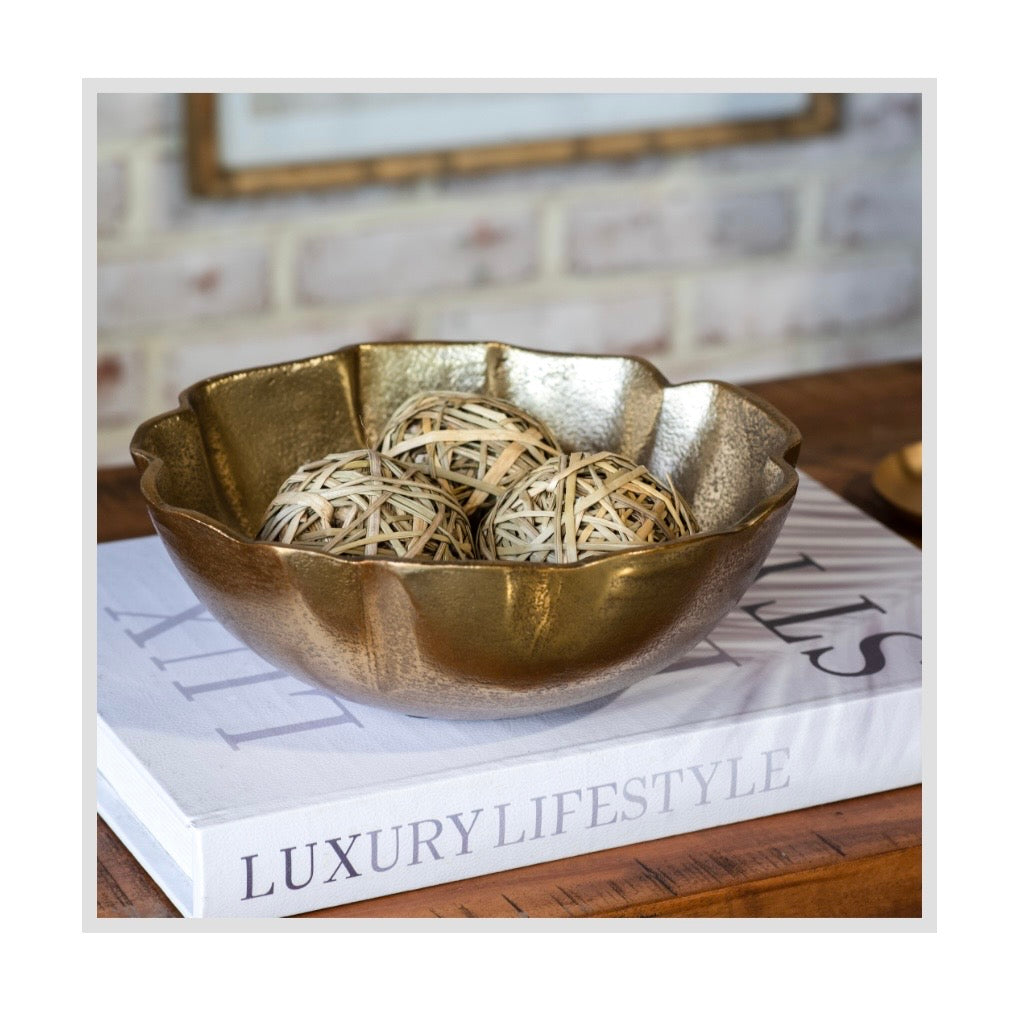 9" Antique Gold Ruffle Edge Bowl