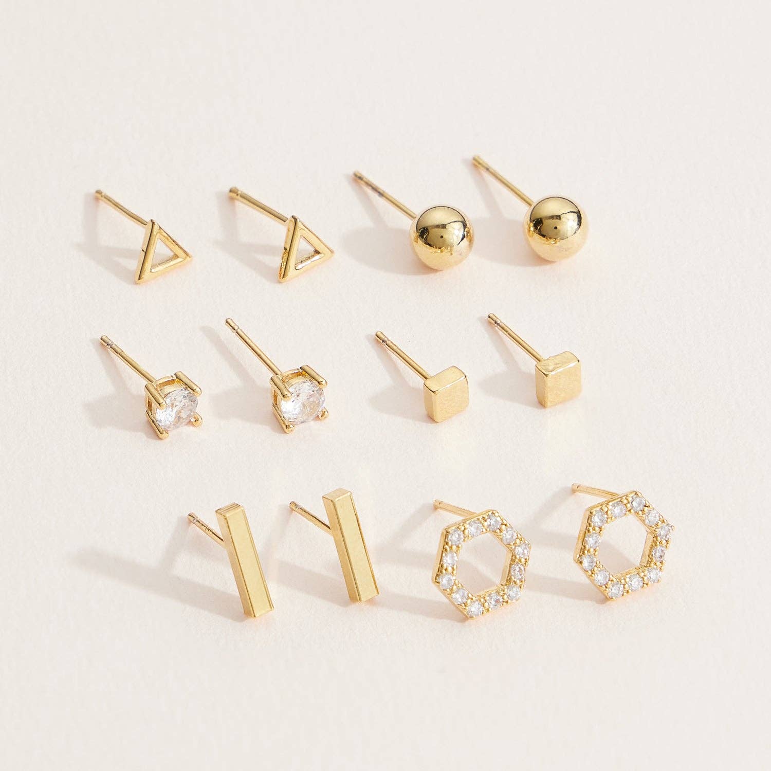 Classic Geometric Earring Set - 18K Gold Dipped