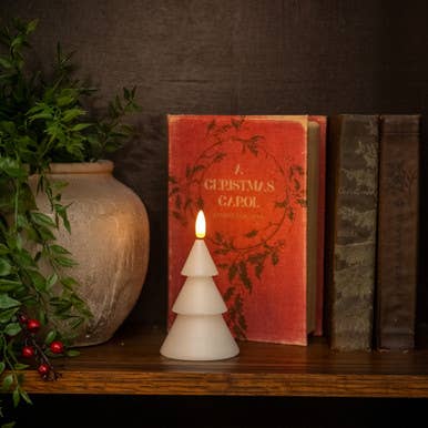 5" CREAM 3D FLAME SMOOTH TREE CANDLE